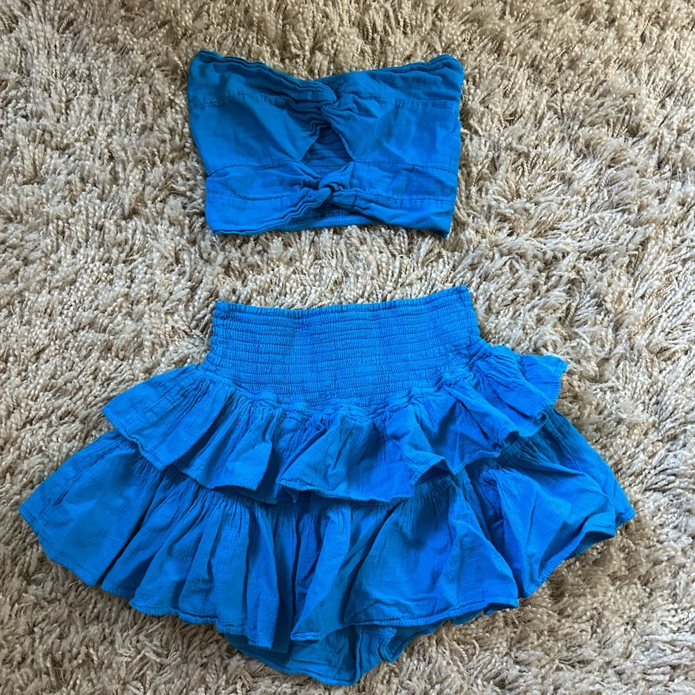Blanco By Nature Blue Strapless Top and Skirt Set